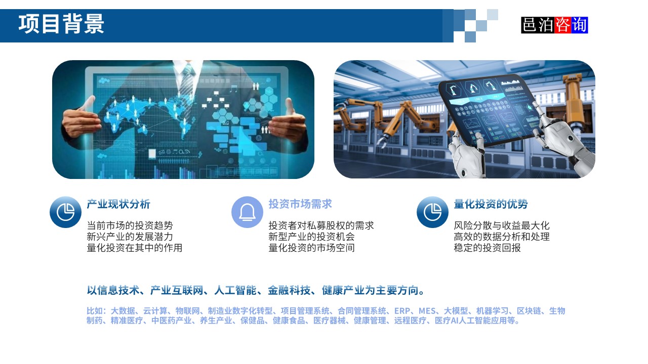 邑泊數字化智能化技術新型產業量化投資私募股權基金商業計劃書項目背景