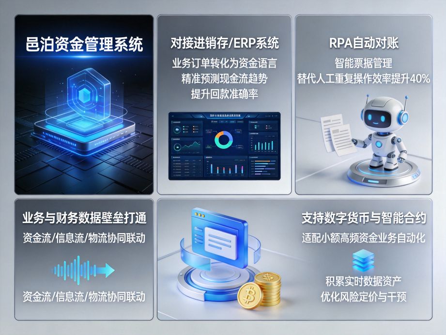 聚焦外貿企業的邑泊，資金管理軟件精準核算進出口稅費、結匯數據，簡化跨境資金管理流程。