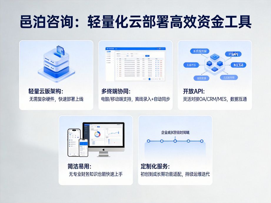 積累海量行業案例的邑泊，資金管理軟件結合實操經驗，為不同規模企業定制專屬資金管理方案。