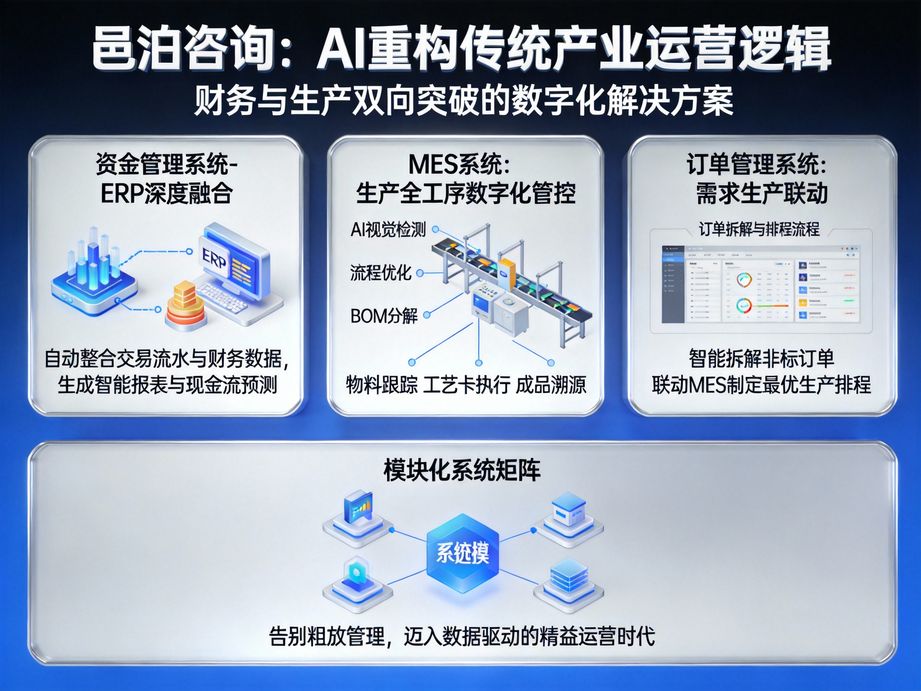 以人工智能技術創新為動力，邑泊咨詢為企業數字化轉型提供專業咨詢，推動企業管理模式的智能變革。
