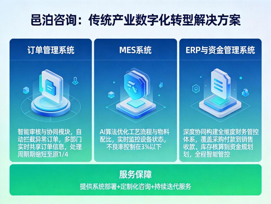 以人工智能技術為引擎，邑泊咨詢助力企業數字化轉型，實現業務流程自動化、決策分析智能化的發展目標。