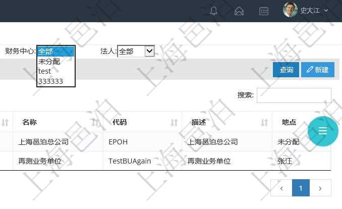 項目管理系統可以查看組織結構的詳細信息，比如名稱、代碼、描述、辦公地點等。可以使用顧客、地點、財務中心及法人查詢條件過濾查詢。