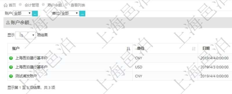 在項目管理軟件會計管理系統里，可通過查詢賬戶余額列表返回的信息有：賬戶名稱、貨幣單位、最后更新日期、余額數額。