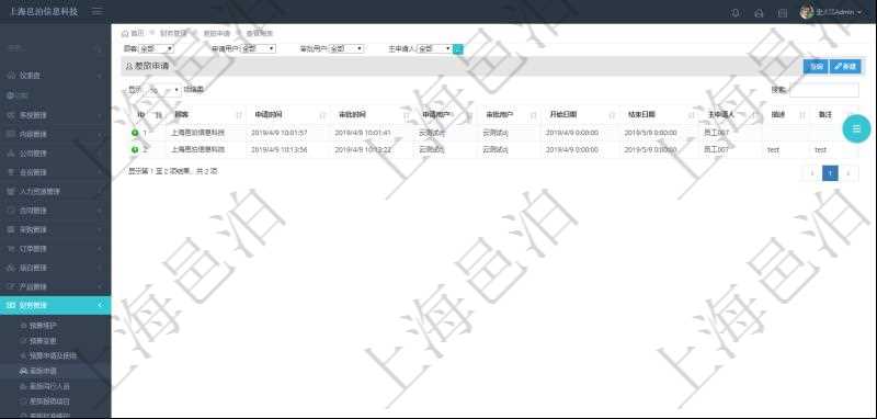 通過項目管理軟件財務管理模塊可以維護和查詢差旅申請列表信息，比如：申請時間、審批時間、申請用戶、審批用戶、開始日期、結束日期、主申請人、描述、備注等。