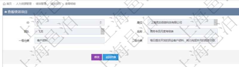 項目管理軟件人力資源管理模塊績效項目明細查詢還可以關聯查詢更多相關資料，比如績效評分明細：單位、部門、期間、人力資源類型、人力團隊資源、版本、績效項目、一級分類權重、二級分類權重、三級分類權重、績效項目權重、更新時間等。