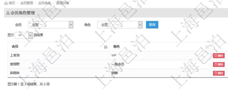 會員角色查詢可以返回會員的所有角色,及一種角色的所有會員。項目管理軟件會員管理系統通過會員角色可以將會員分類,分別賦予不同的業務功能執行權限,默認會員角色有VIP會員、一般會員、銷售代表。項目管理軟件通過定制服務,可以增加更多不同種類的會員角色。