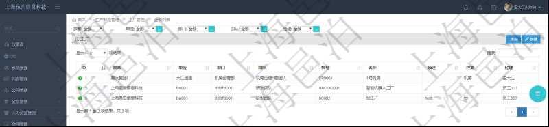 項目管理軟件可以通過MES生產制造管理系統維護工廠列表信息,查詢工廠列表返回明細字段信息有單位、部門、團隊、編號、名稱、描述、種類及經理。