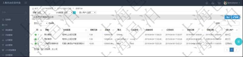 在項目管理軟件MES生產制造管理系統中查詢生產計劃執行日志列表返回計劃配置、周期天數、總成本、備注、日志類型、創建時間、記錄時間、開始日期、結束日期、錄入用戶。