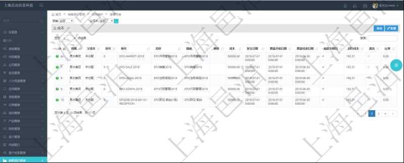 在項目管理軟件銷售報價管理系統查詢成本維護信息時返回：父成本、序號、成本編號、成本名稱、成本描述、種類、成本金額、發生日期、覆蓋開始日期、覆蓋結束日期、是否去除節假日、日均成本、激活狀態、激活比率等。