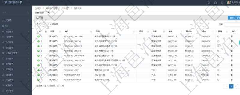 通過項目管理軟件銷售報價管理系統可以查詢維護報價產品信息:產品編號、產品名稱、產品描述、產品種類、產品單價、產品最低價、產品成本、產品數量、產品單位等。