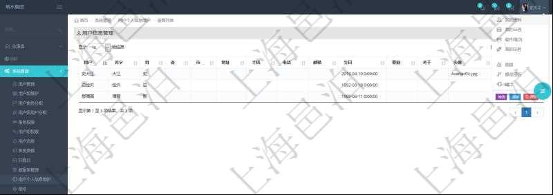 系統管理員可以查詢項目管理軟件中用戶的個人信息，比如：用戶名稱、姓名、省市、地址、手機、電話、郵箱、生日、職業、關于、頭像等。