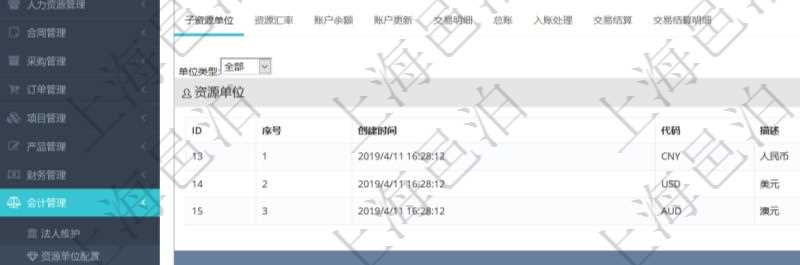 項目管理軟件會計管理模塊資源單位維護查詢還可以關聯查詢更多相關資料,比如子資源單位信息:序號、創建時間、子資源單位代碼、描述、資源單位類型等。