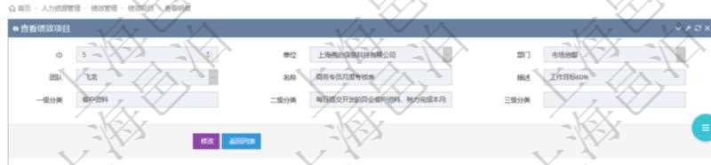 在項目管理軟件里，人力資源管理模塊可以查詢績效項目明細信息，比如：單位、部門、團隊、名稱、描述、一級分類、二級分類、三級分類等。